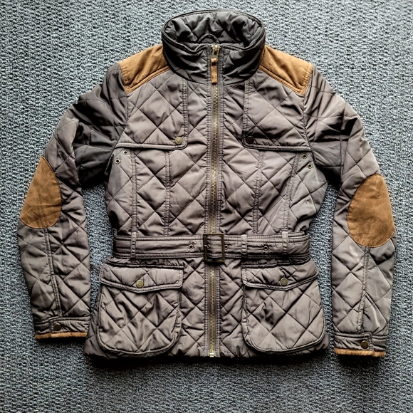 Zara Jackets & Blazers - Vintage Zara basic women's quilted jacket L belted wrap tie waist olive green A